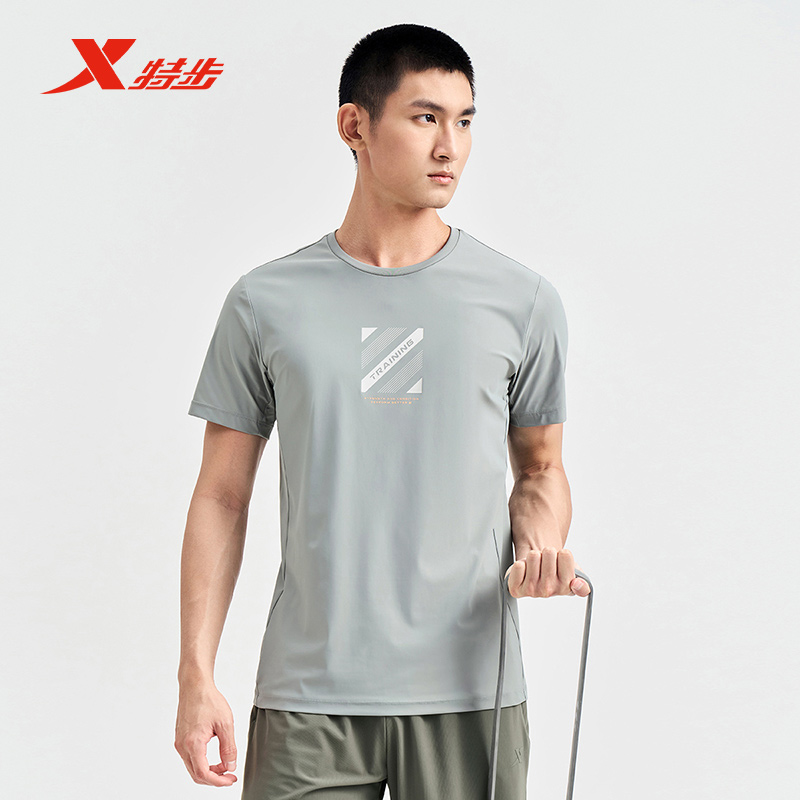 特步运动短袖针织衫男休闲时尚