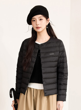 茵曼2025冬季新款长袖轻薄鸭绒羽绒服女短款内搭上衣保暖马夹外套