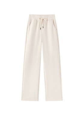 茵曼2025冬季新款加绒加厚休闲裤子长女宽松九分直筒垂感运动卫裤