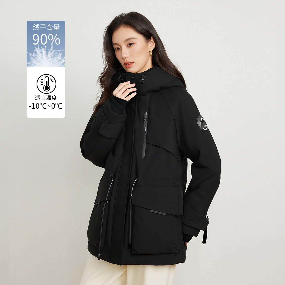 茵曼2025冬季新款短款保暖羽绒服女上衣宽松显瘦派克服外套小个子