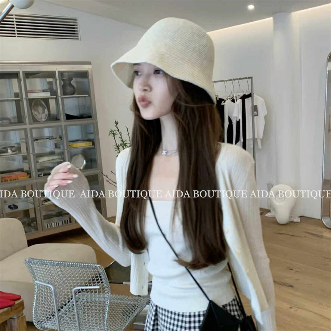 麻豆同款亚麻帽子巨百搭图片