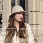 2025新款 草帽开叉蝴蝶结渔夫帽子女夏季 出游镂空透气休闲防晒帽子