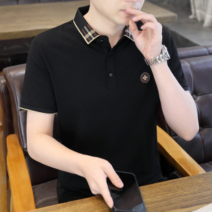 领半袖 翻领体恤有带领polo衫 衬衫 上 夏装 t恤男士 高端冰丝短袖 夏季