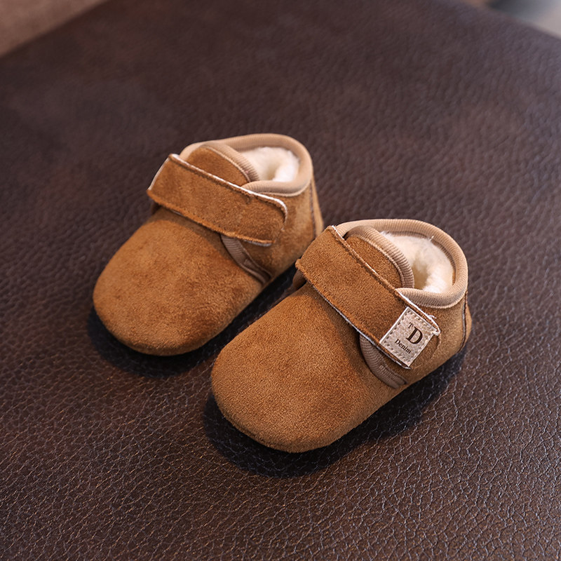 婴儿鞋冬季加绒保暖雪地靴男女宝宝1岁加厚棉鞋6-8-12个月不掉鞋9