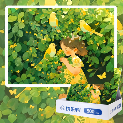 拼乐鸭卡通花鸟拼图500片解压