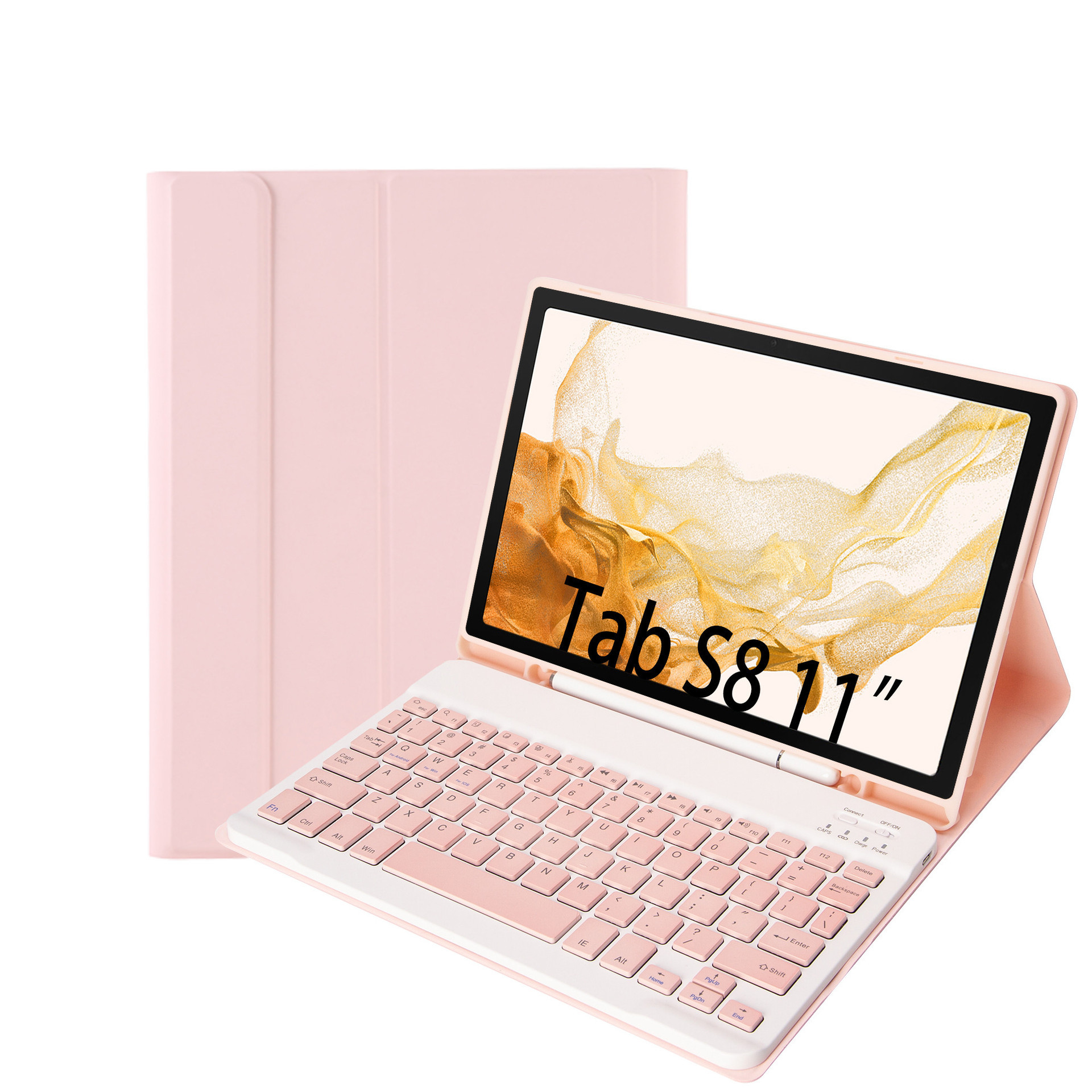 适用三星Tab S7/S9PLUS蓝牙键盘保护套S7FE T730笔槽键盘皮套