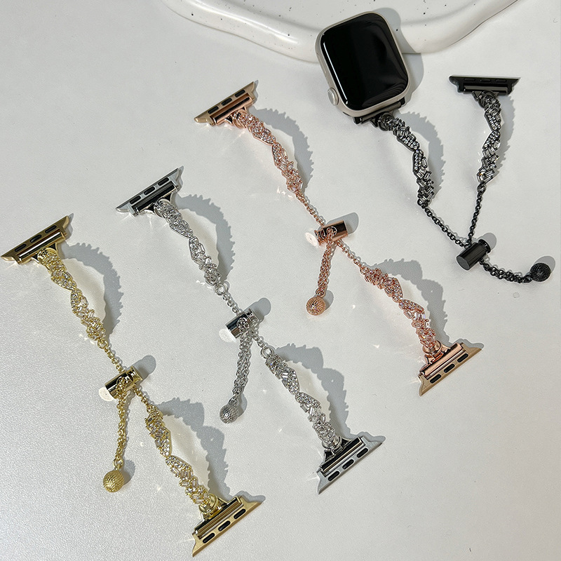 适用苹果applewatch天使之翼手表iwatch碎钻女夏手表链式腕带