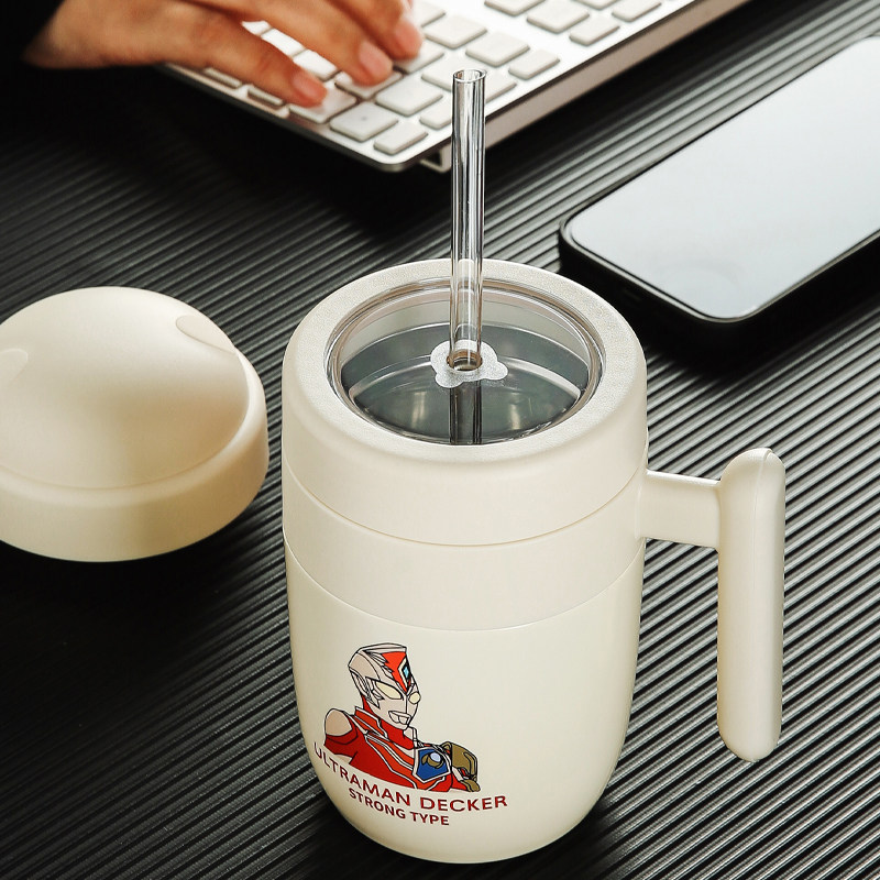 杯具熊元气保温杯316不锈钢奥特曼办公手柄双盖水杯吸管杯子特价