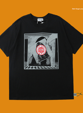 CAVEMPT 20SS C.E日潮潮牌迷幻风叠加红标 圆领短袖T恤男女款宽松