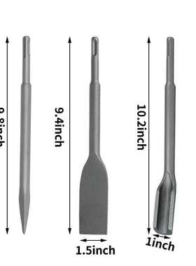 圆柄两坑两槽电锤凿子6PC套装 弯凿铲墙混凝土冲击钻头 弯头凿子