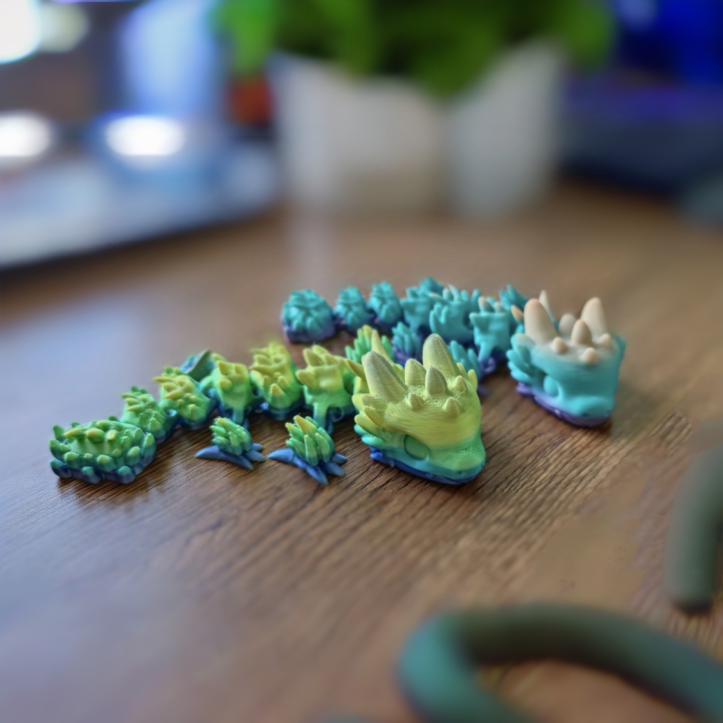 3D打印多彩渐变可动小龙装饰摆件