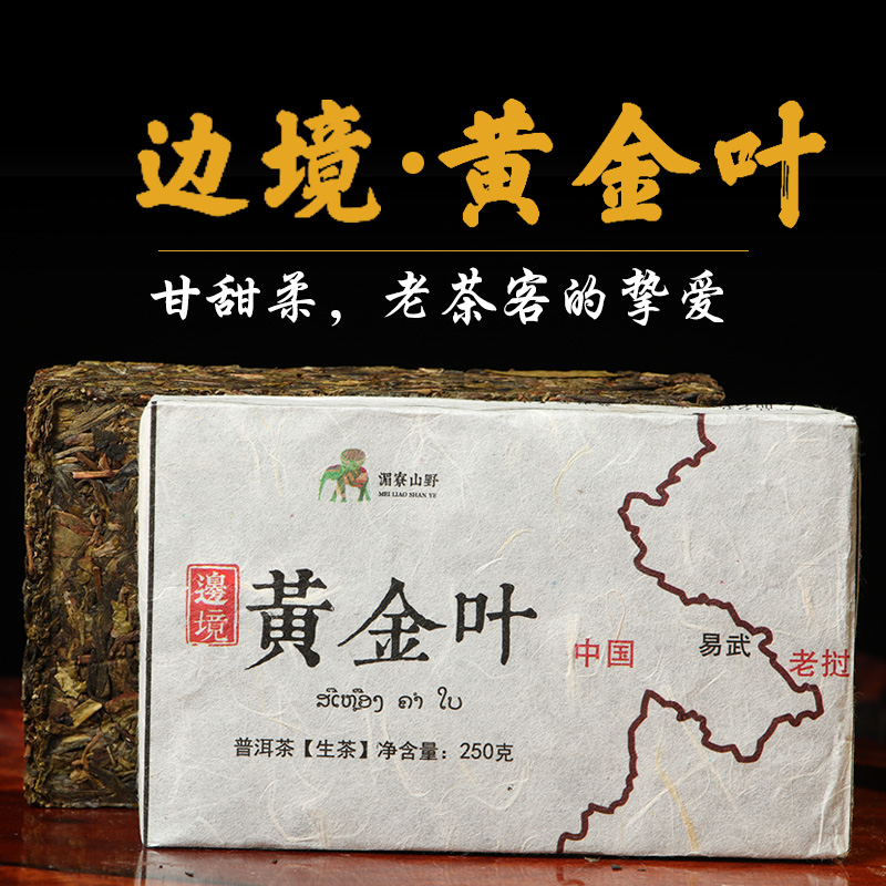 老挝丰沙里250g古树纯料头春黄金叶云南普洱茶生茶特级黄片茶砖