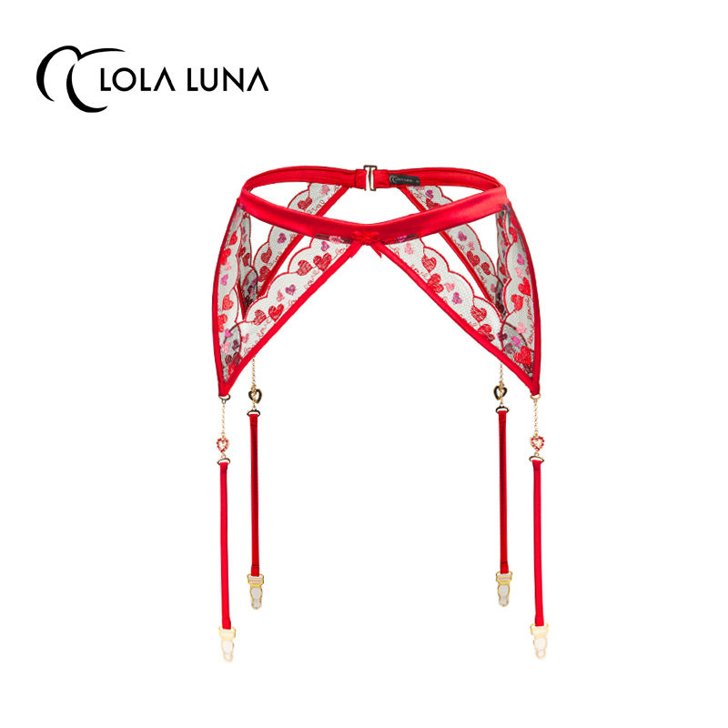 LolaLuna法式新品【心尖朱砂-吊袜带】正红色长腿利器可搭配丝袜