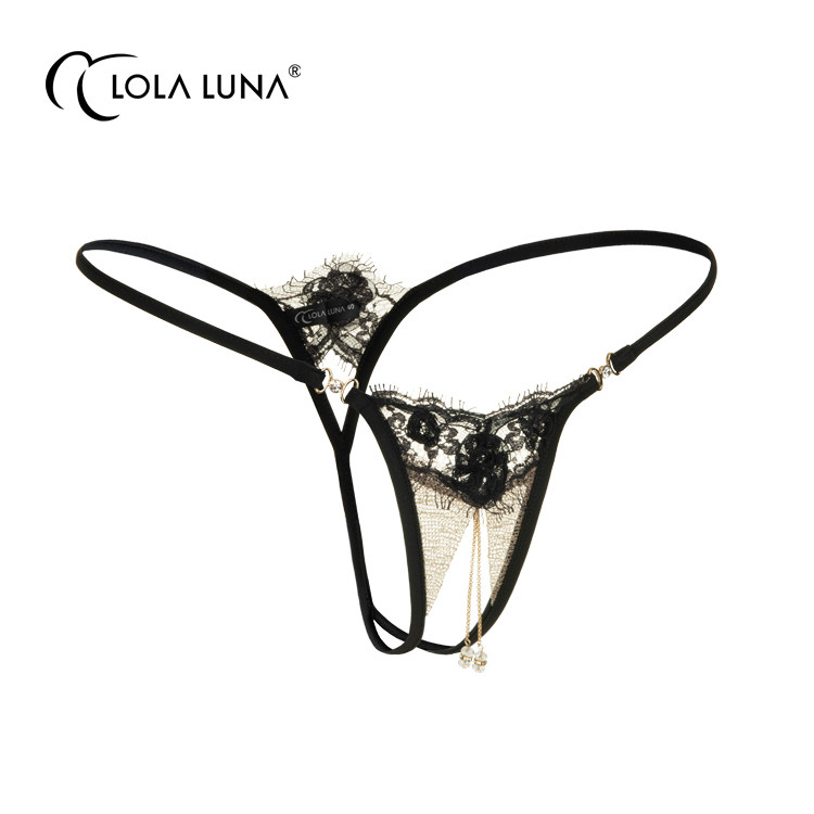 法国LOLA LUNA新品【暗夜精灵】秋冬艺术内衣手工蕾丝内裤开口美