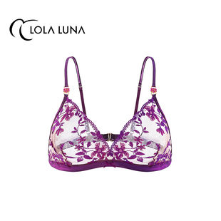 Lola Luna【紫霞仙子】法式蕾丝刺绣文胸女薄款性感透视内衣