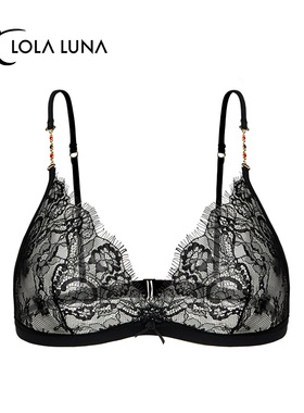 法国Lola Luna艺术内衣【迷迭香】黑色蕾丝内衣女薄款透明文胸