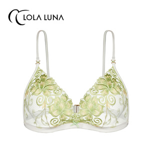 清新绿色蕾丝文胸薄款 魔力茉莉 少女 法国LolaLuna艺术内衣 新款