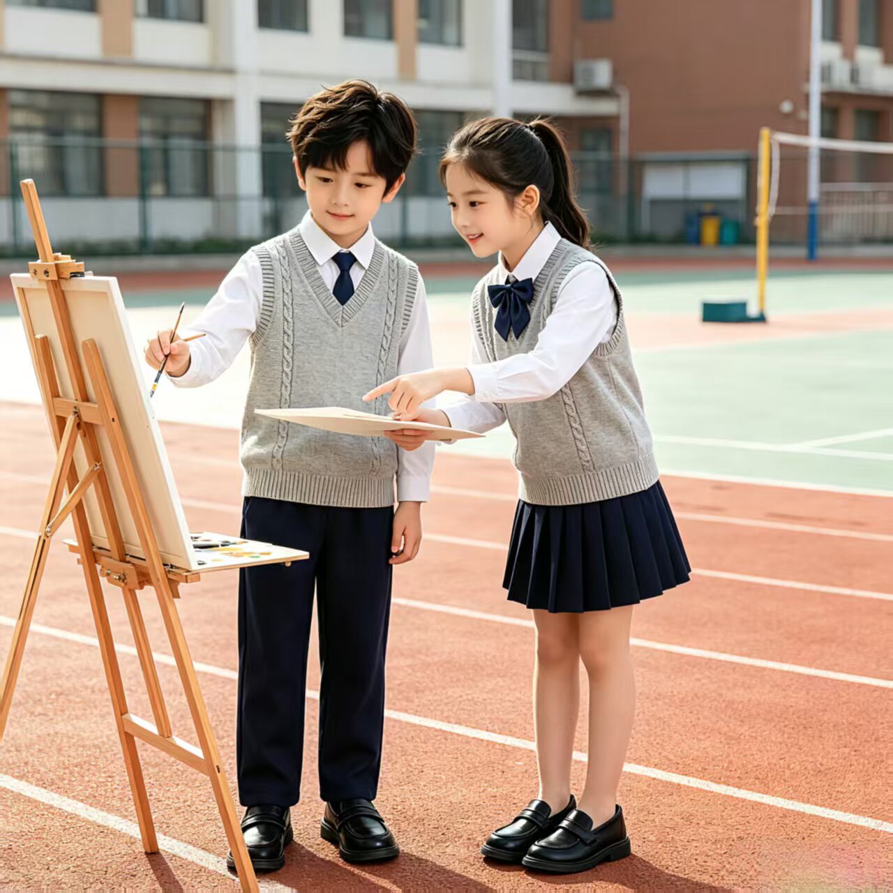 幼儿园服英伦风班服校服套装中小学生春秋季马甲三件套儿童演出服