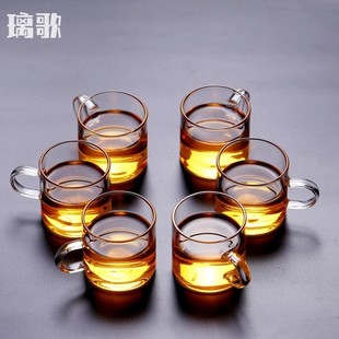 6只 璃歌加厚耐热玻璃杯带把手水杯家用客厅喝茶小茶杯透明杯套装