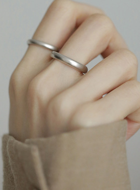 2025新款复古款雾面磨砂素圈戒指情侣对戒开口可调节小众设计日常