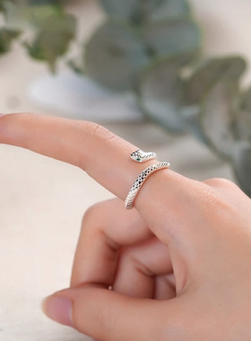 2025年新款小众设计灵蛇戒指女时尚个性气质百搭高级感开口食指戒