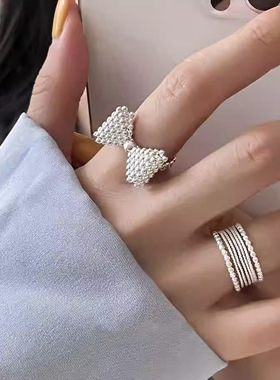 2025新款气泡立体蝴蝶结戒指女韩国小众设计ins潮百搭开口食指戒