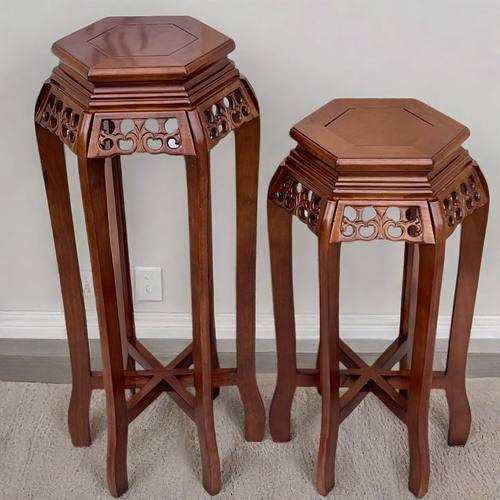 实木花架室内客厅中式仿古家具落地仿红木木制六角形花几盆景架子