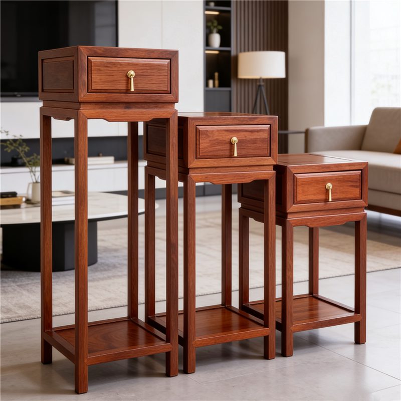 红木花架花几花梨木新中式花架客厅多层花架榆木花几盆景架植物架