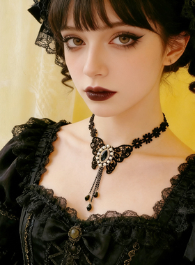 曦禾家原创choker 复古lolita蕾丝项链哥特暗黑系脖圈颈链LSXL112