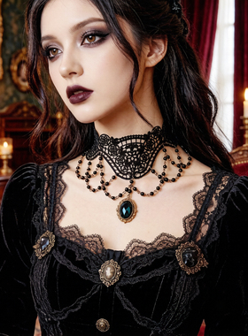 曦禾家原创choker复古lolita蕾丝项链哥特暗黑系脖圈颈链LSXL001