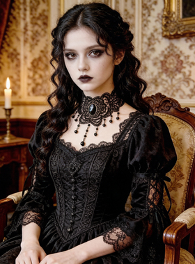 曦禾家原创choker 复古lolita蕾丝项链哥特暗黑系脖圈颈链LSXL074