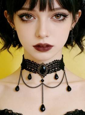 曦禾家原创choker 复古lolita蕾丝项链哥特暗黑系脖圈颈链LSXL053