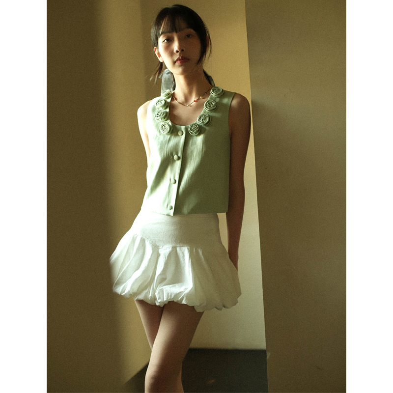 u型领玫瑰花朵手工花朵