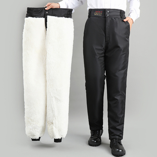活里活面立裆长 高腰挡风防寒保暖长裤 羊毛皮裤 皮毛一体内胆羊毛裤