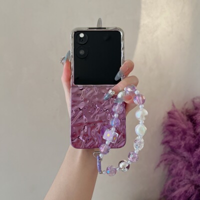 适用华为PuraX折叠屏壳膜一体小米MixFlip2手机壳荣耀MagicVFlip渐变紫W25三星zflip7保护套pocket2斜跨挂绳6