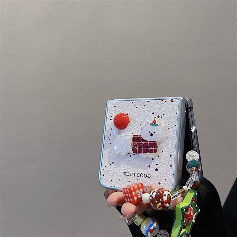 波点小狗折叠屏手机壳