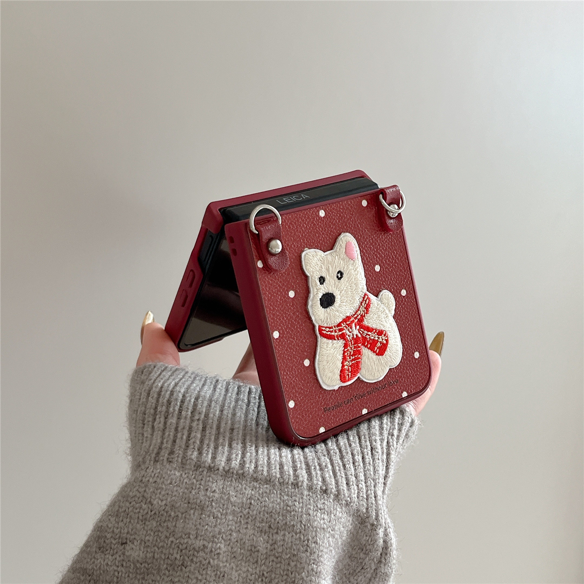 适用折叠屏荣耀MagicVFlip手机壳小米MixFlip中轴全包摩托罗拉50华为pocket2三星zflip6小狗N3斜跨挂绳Ultra