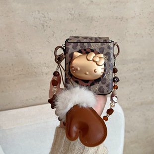 适用华为PuraX折叠屏手机壳小米MixFlip2荣耀MagicVFlip2壳膜一体摩托罗拉50三星zflip7FE磁吸支架KT猫手链60