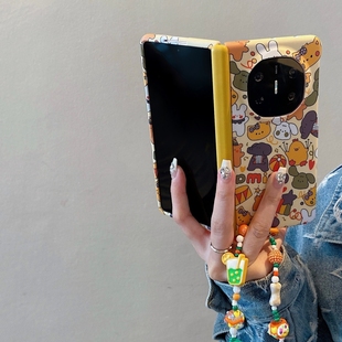 适用华为MateX7折叠屏手机壳matex6壳膜一体卡通动物MateX5典藏版 AL20手链 X3全包磁吸中轴外屏带膜保护套DEL