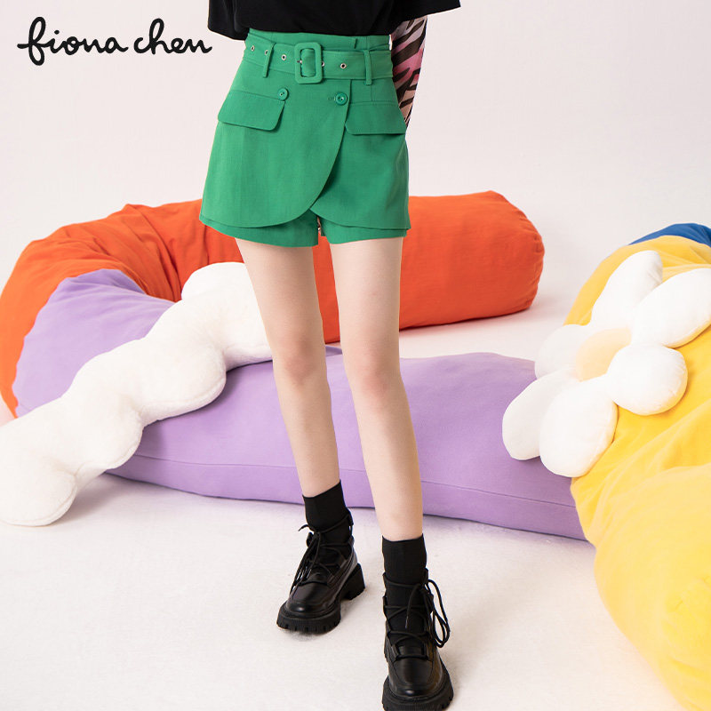 fiona chen/斐娜晨复古西装门襟高腰百搭裤裙FWBQ11505