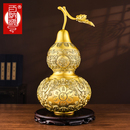 百纳源葫芦摆件开口纯黄铜玄关摆件客厅装 饰品六字真言铜葫芦镇宅
