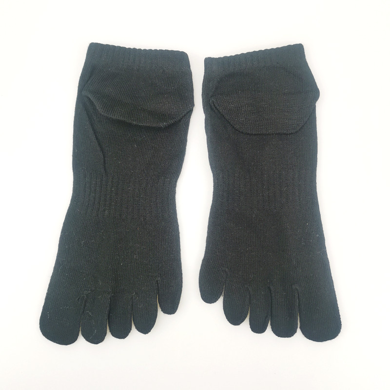 五指袜男纯棉短筒黑色吸汗透气