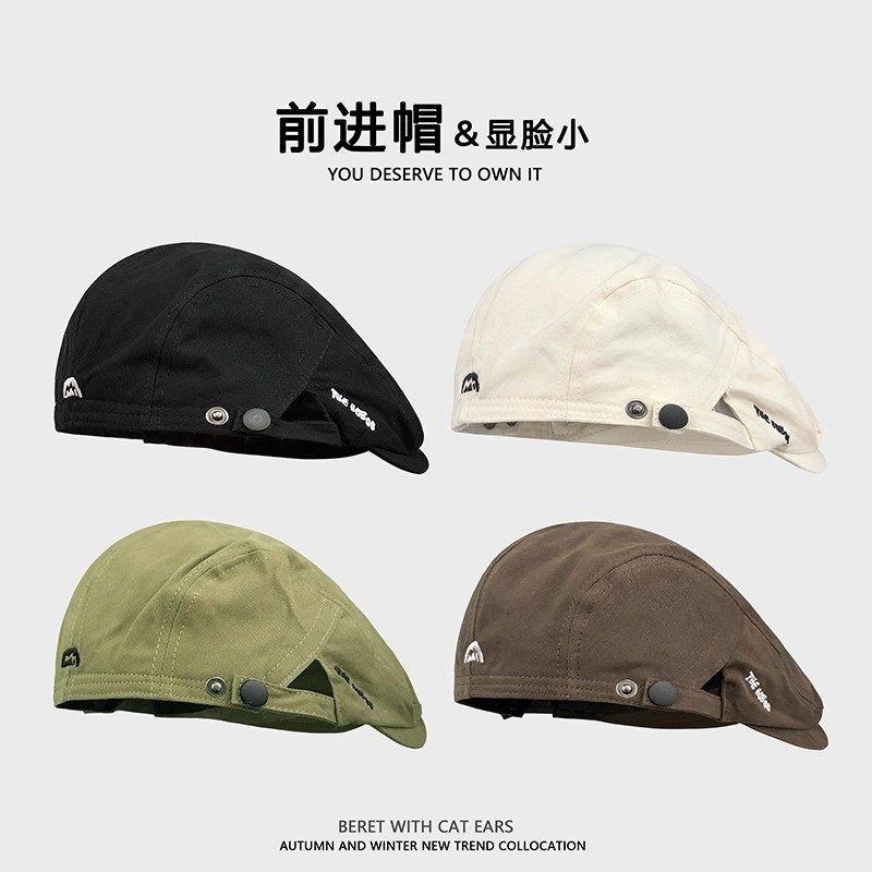 反戴字母贝雷帽大头围春夏鸭舌帽