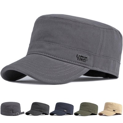 帽子男款平顶帽短帽檐男帽后封口
