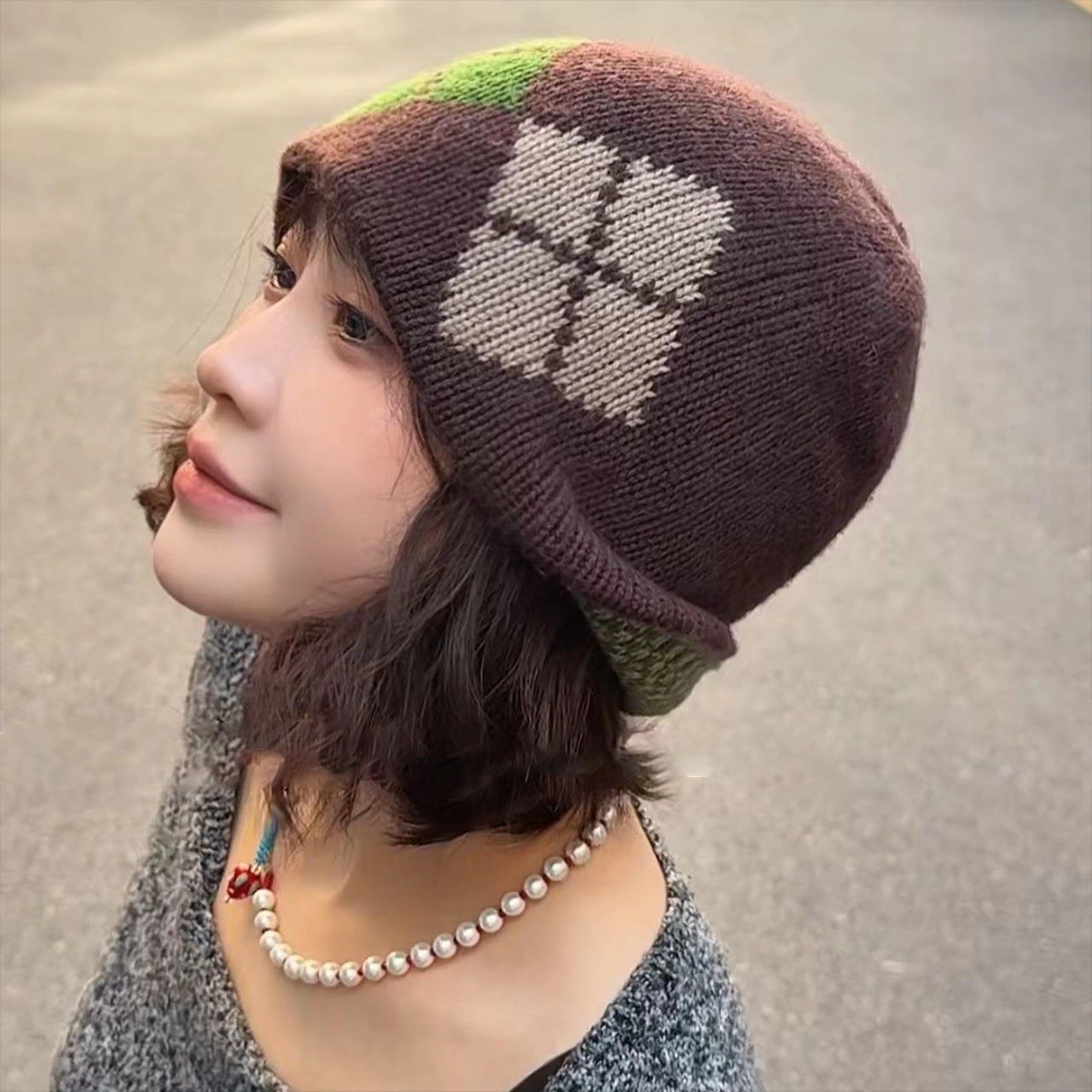 韩版菱形格拼色针织包头帽子女秋冬季保暖护耳百搭复古冷帽套头帽,服饰配件/皮带/帽子/围巾,帽子,淘宝优惠券,粉丝福利购,淘宝优惠卷