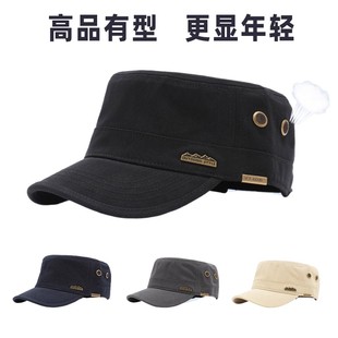 平顶帽子男新款棒球帽时尚休闲中老年爸爸鸭舌帽春秋户外遮阳防晒