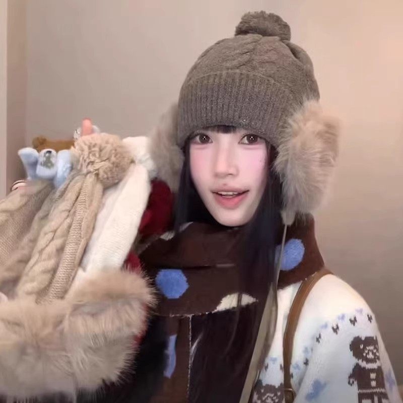 日系复古保暖大头围毛线帽子女2026冬季新款防寒护耳一体套头帽潮,服饰配件/皮带/帽子/围巾,帽子,淘宝优惠券,粉丝福利购,淘宝优惠卷