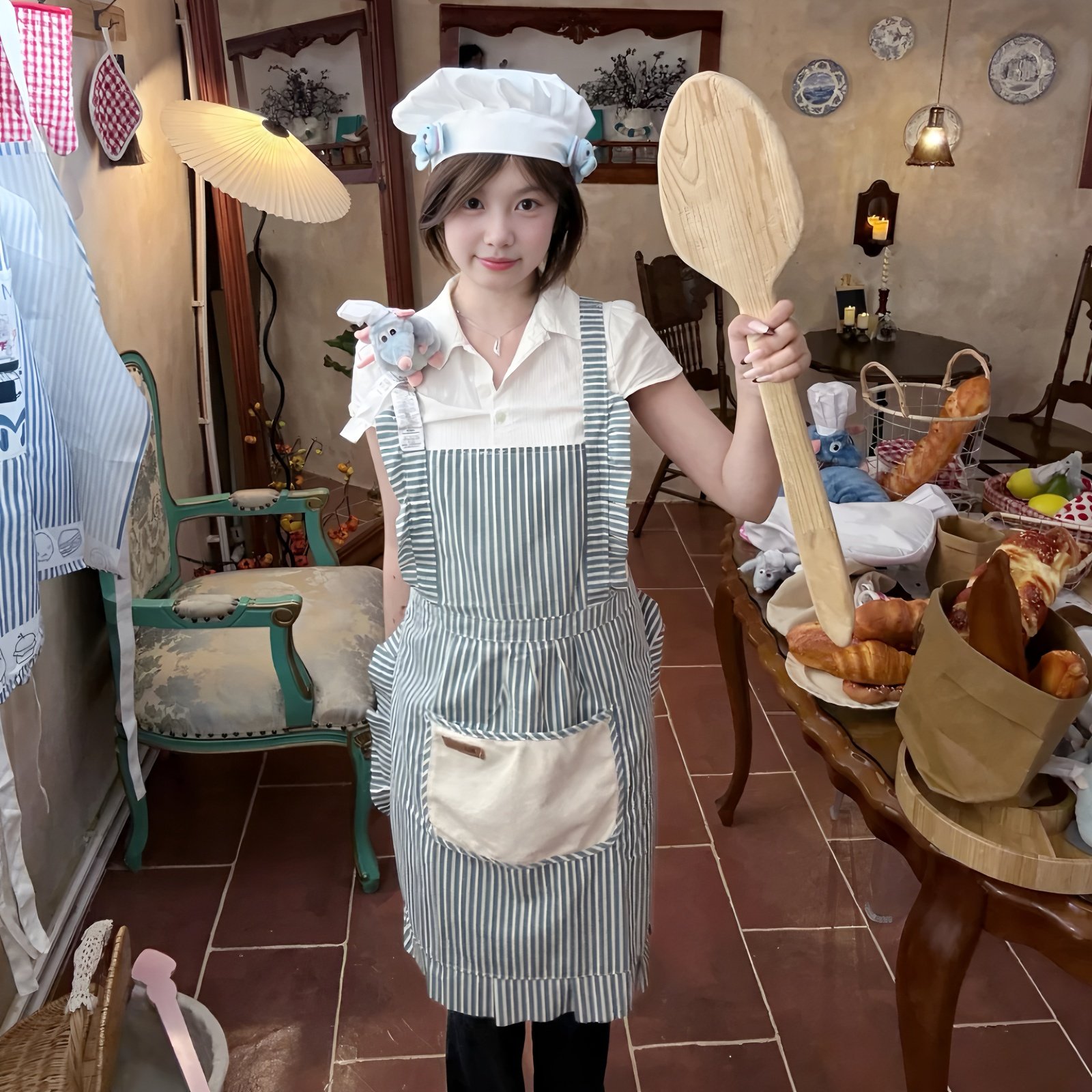 料理鼠王cos服磁吸玩偶坐肩挂件厨师帽子围裙头箍丝巾