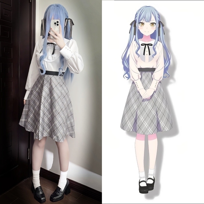 MyGo!!! BanG Dream cos 丰川祥子cos服 常服衬衣格子裙日常全套