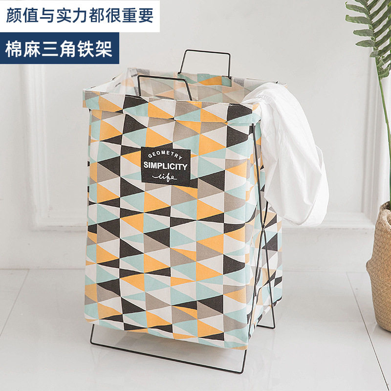 折叠脏衣服收纳筐浴室收纳篮大容量铁架脏衣篮加厚防水布艺脏